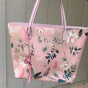 KATE SPADE tote bag floral , pink , with Kate spade flower charm